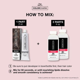 COLORCHARM being applied to hair roots showing even coverage and controlled application benefit