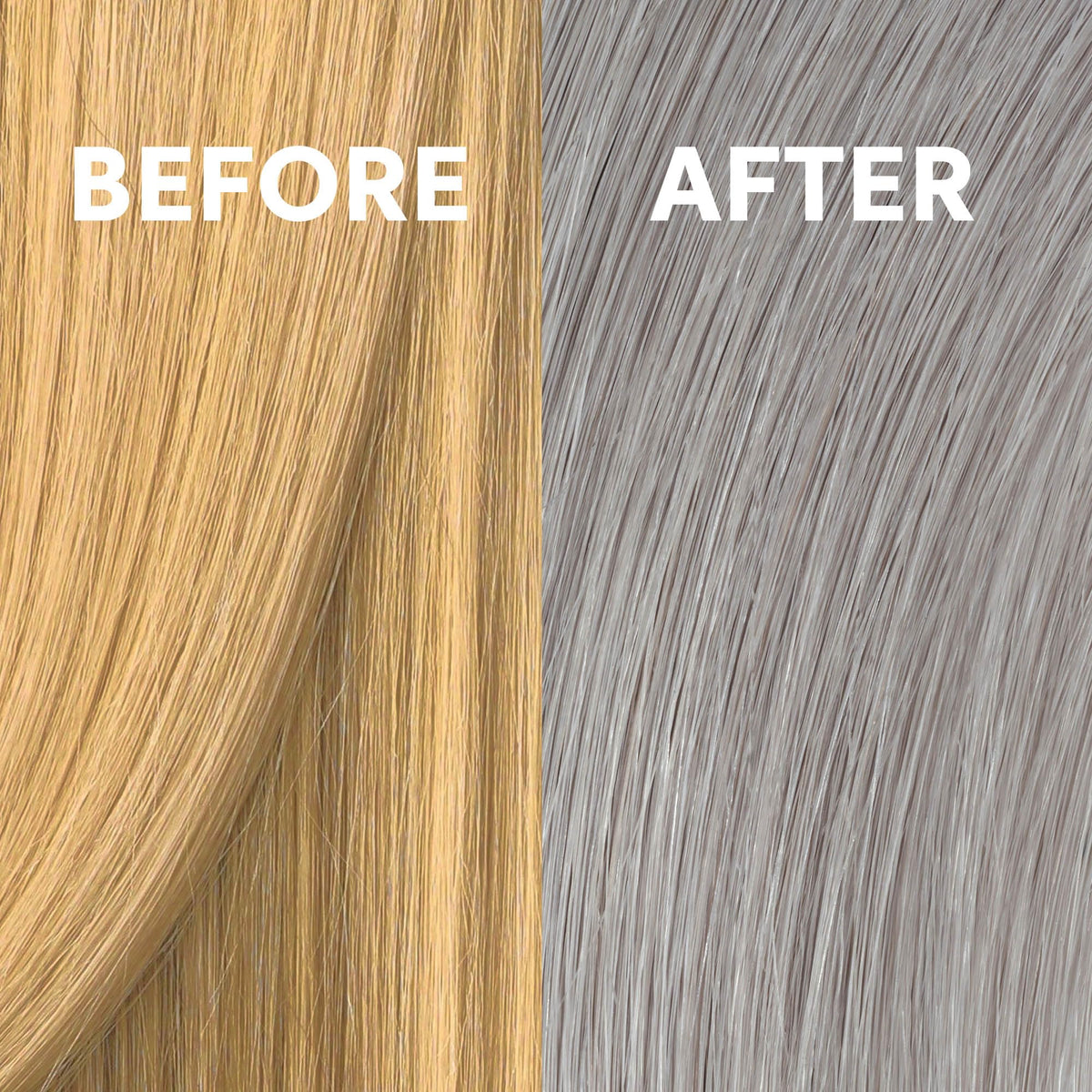 COLORCHARM before and after photos highlighting reduced brass and cooler tone