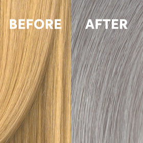 COLORCHARM before and after photos highlighting reduced brass and cooler tone