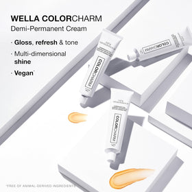 COLORCHARM before and after photos showing deeper black and enhanced shine benefit
