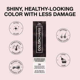 COLORCHARM before-and-after image showing enhanced shine and toned brown results