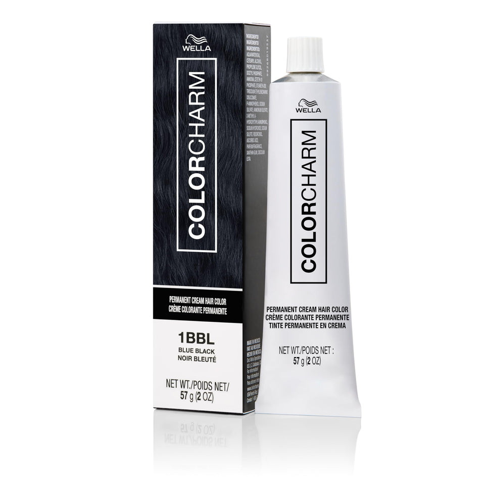 COLORCHARM front packaging showing blue-black shade and benefits