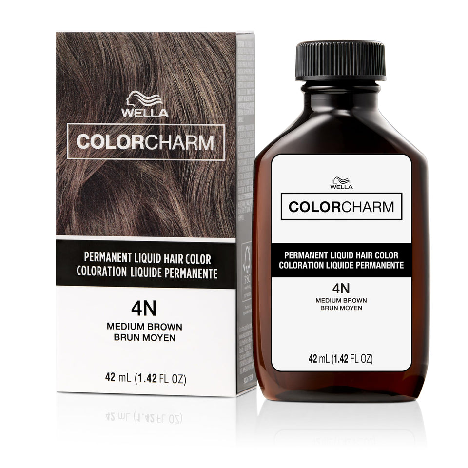 COLORCHARM front packaging showing 4N Medium Brown shade and tonal family benefits