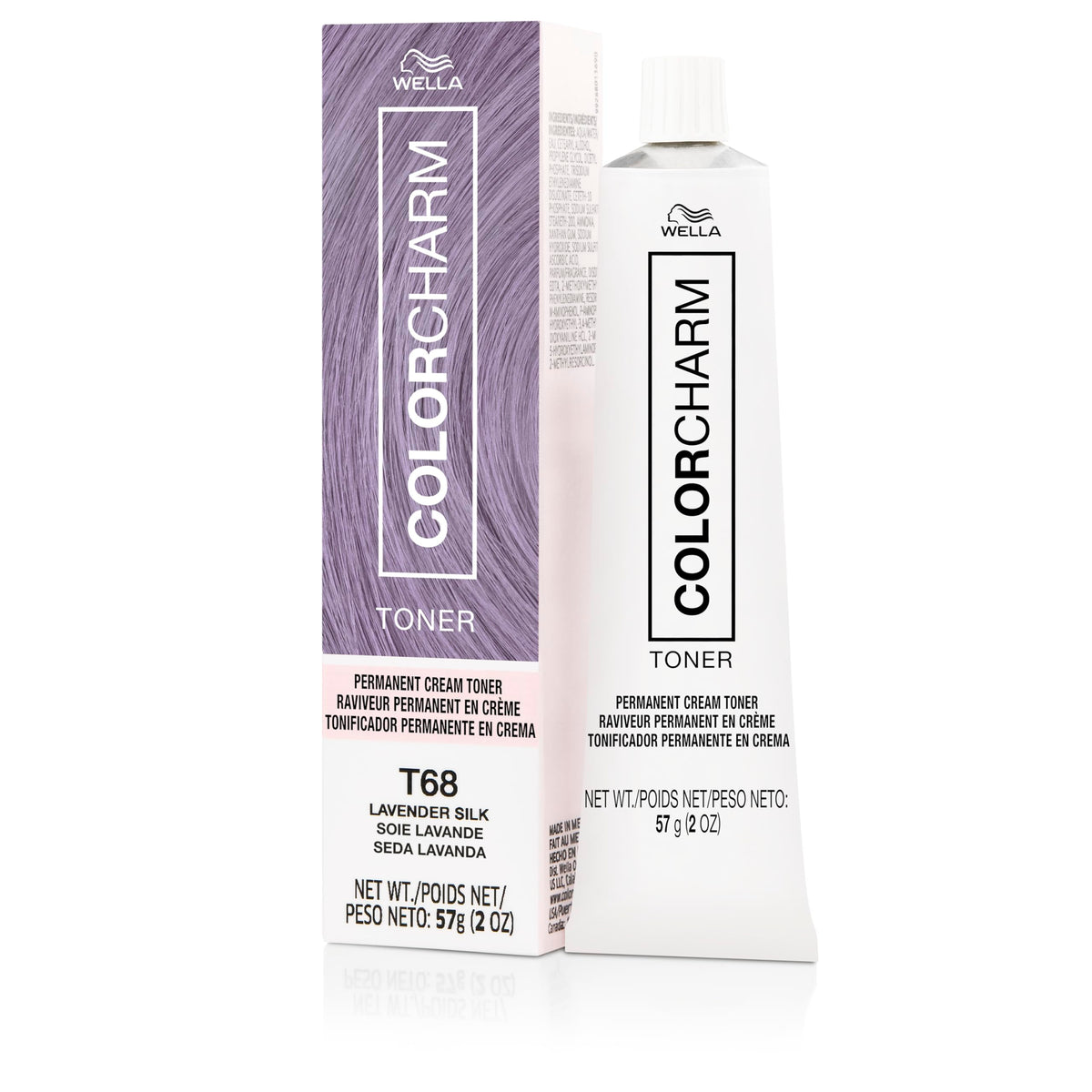 COLORCHARM front packaging T68 Lavender Silk showing shade and benefits
