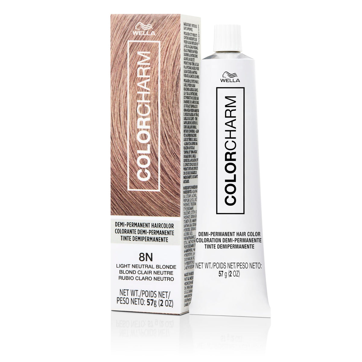COLORCHARM front tube showing 8N light neutral blonde and gloss benefit