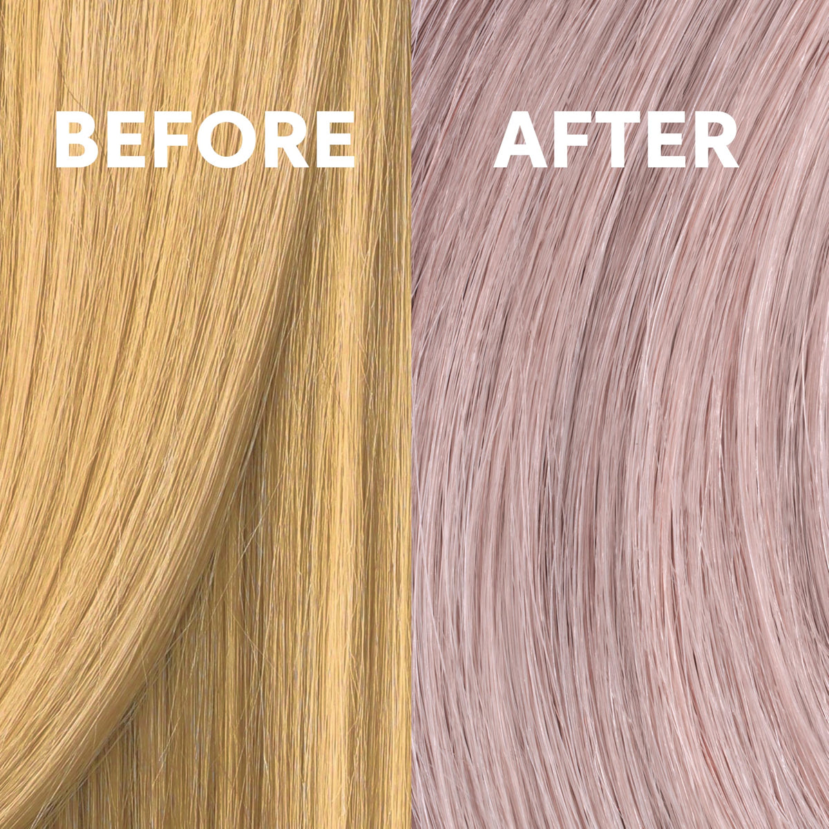 COLORCHARM before and after comparison showing neutralized brass and improved tone
