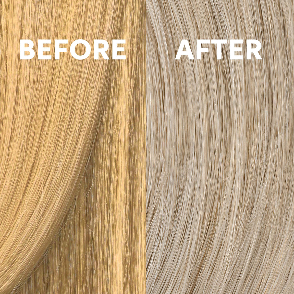 COLORCHARM before and after comparison demonstrating brass neutralization