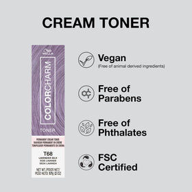 COLORCHARM label close up highlighting ingredient claims and safety