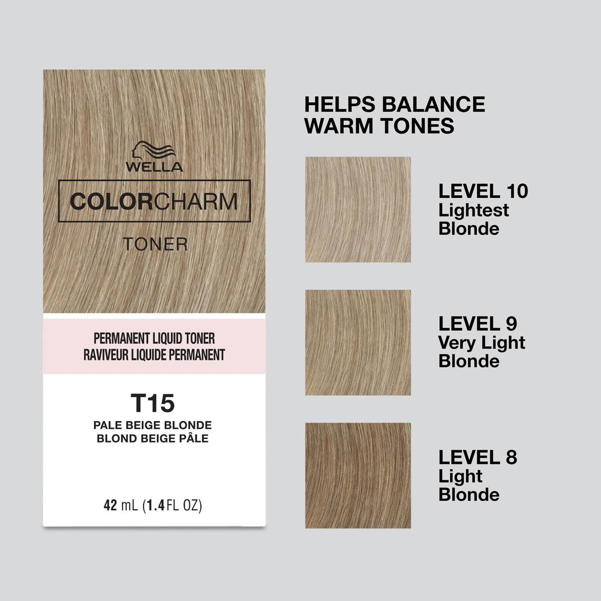 COLORCHARM applied on hair strand swatch showing pale beige result