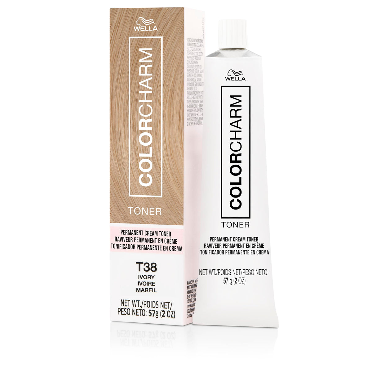 COLORCHARM T38 Ivory front packaging showing 2 oz tube improving tone