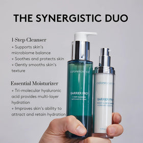 Colorescience bottle in hand showing 5 oz scale for clear size reference