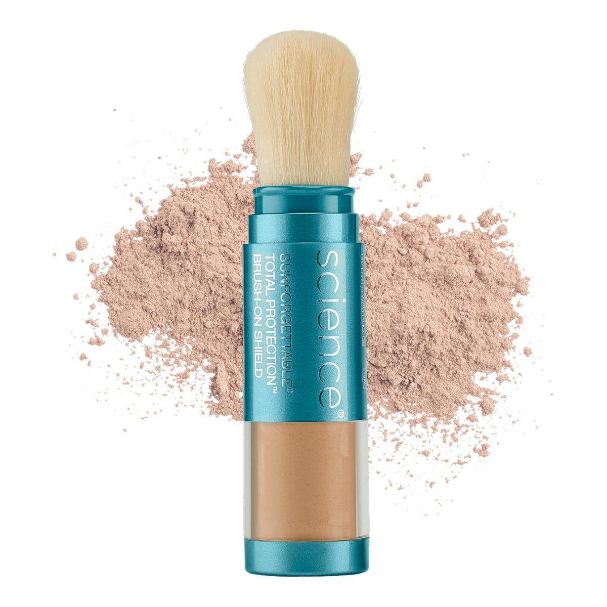 Colorescience brush-on front packaging showing compact design and SPF benefit