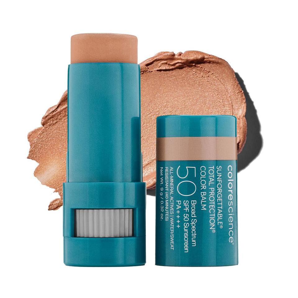 Colorescience color balm front packaging showing shade and SPF 50 protection