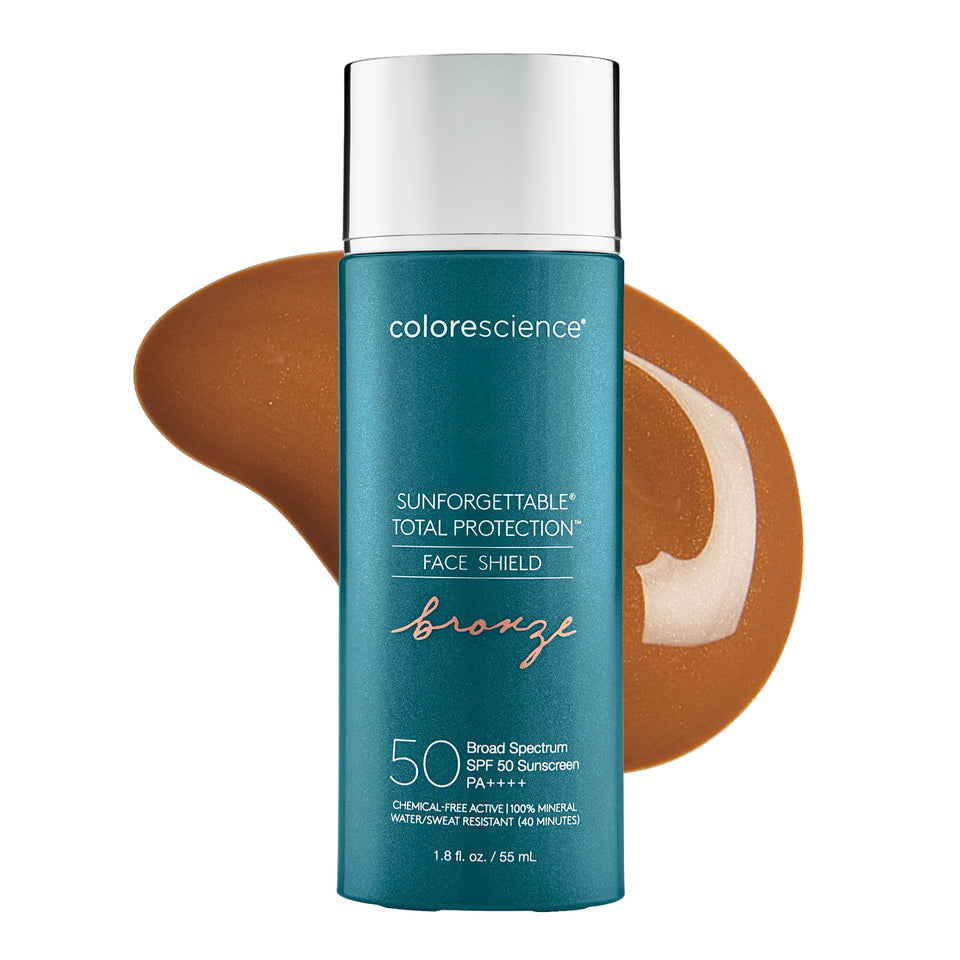 Colorescience bottle front packaging showing SPF 50 and bronze tint benefit