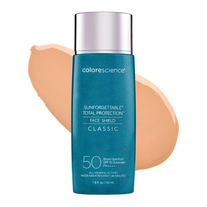 Colorescience Face Shield front packaging showing SPF and brand benefits