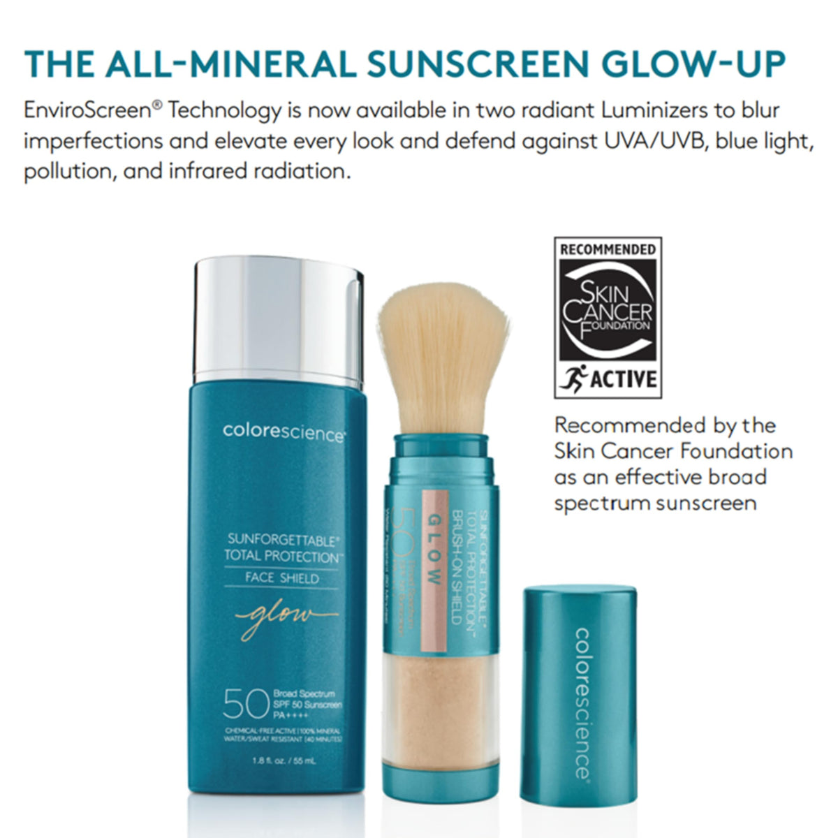 Colorescience Face Shield Glow worn outdoors illustrating environmental defense and glow benefit