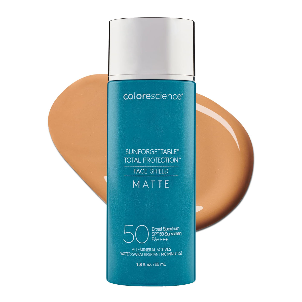 Colorescience front packaging showing matte sunscreen and size benefit