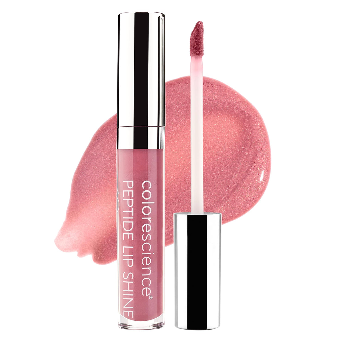 Colorescience lip shine Rose front packaging showing shade and SPF benefits