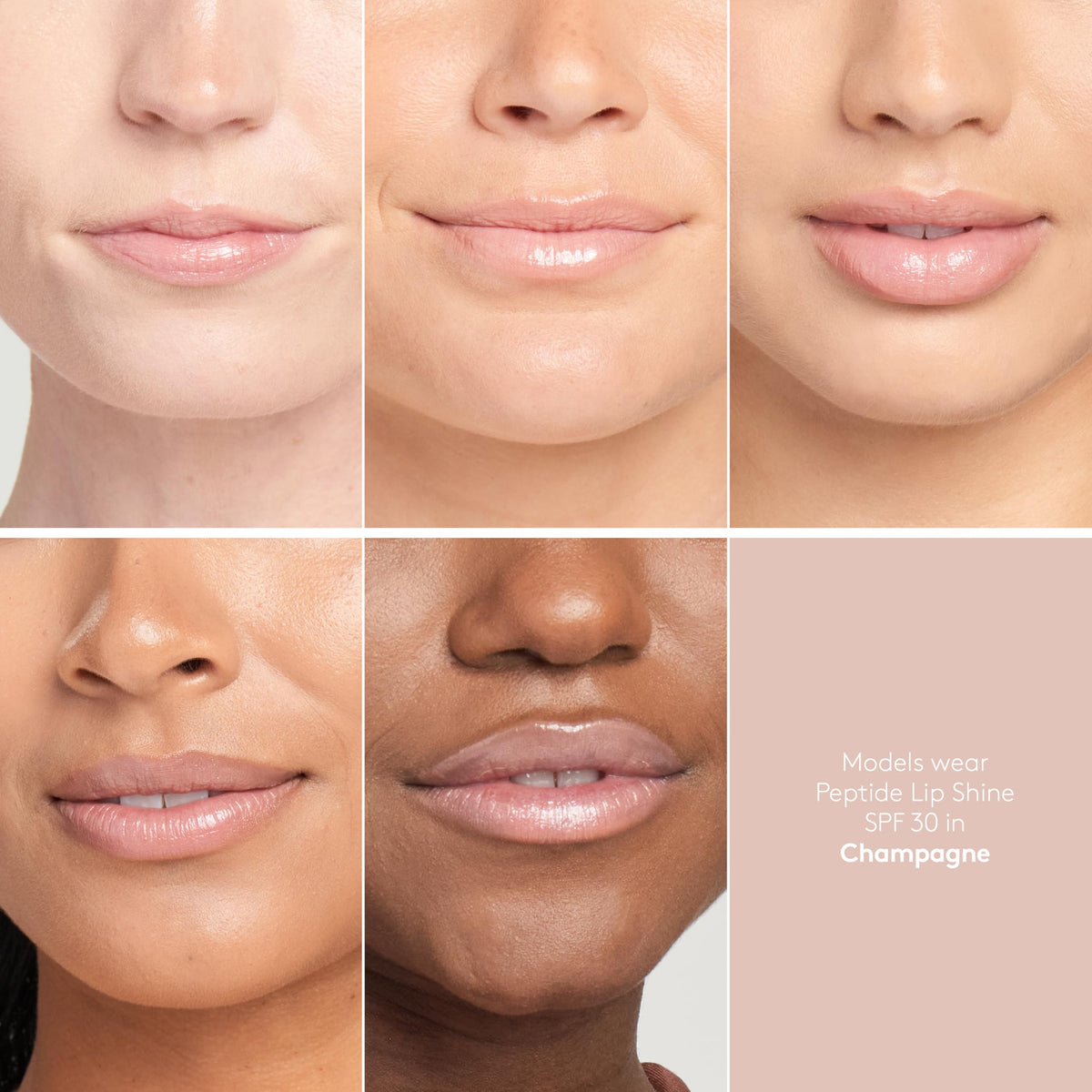 Colorescience swatch of Champagne texture showing hydrating glossy finish