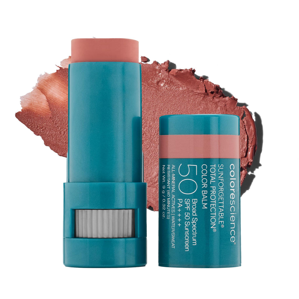 Colorescience Sunforgettable SAVANNA front stick showing packaging and shade benefit