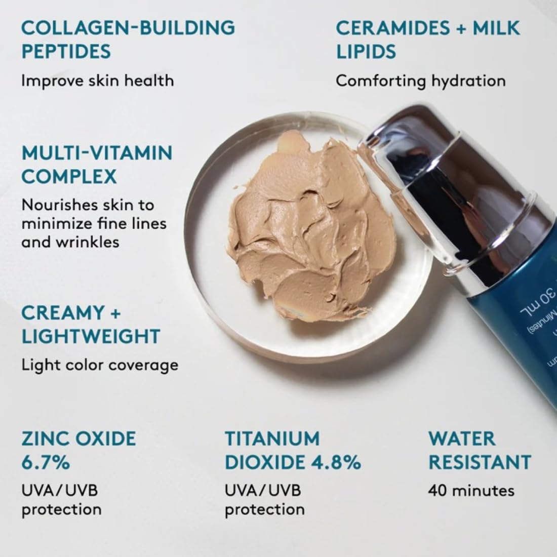 Colorescience bottle next to ruler showing 1 fl oz size and travel-friendly benefit