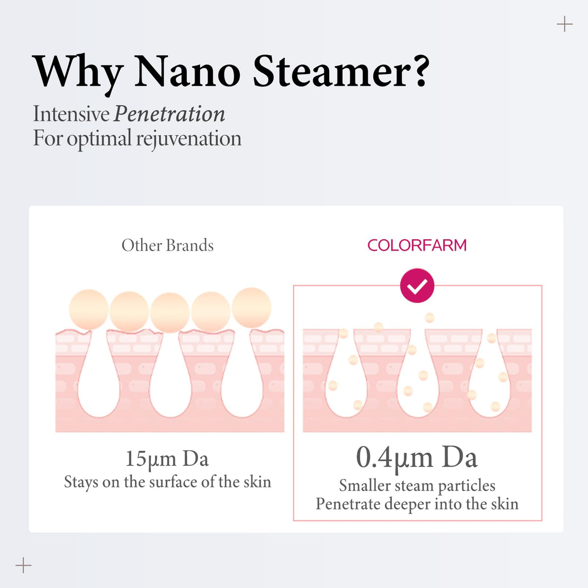 colorfarm steamer water tank detail showing fill port and capacity benefit easy refills