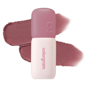 COLORGRAM front tube view showing compact travel-friendly packaging and muted rose shade