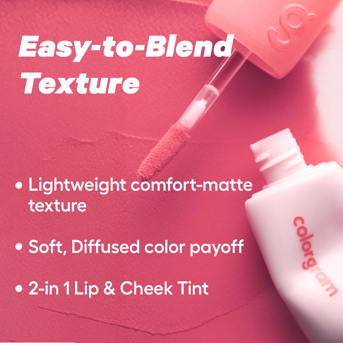 COLORGRAM close-up texture of nude blur tint showing powdery matte finish benefit