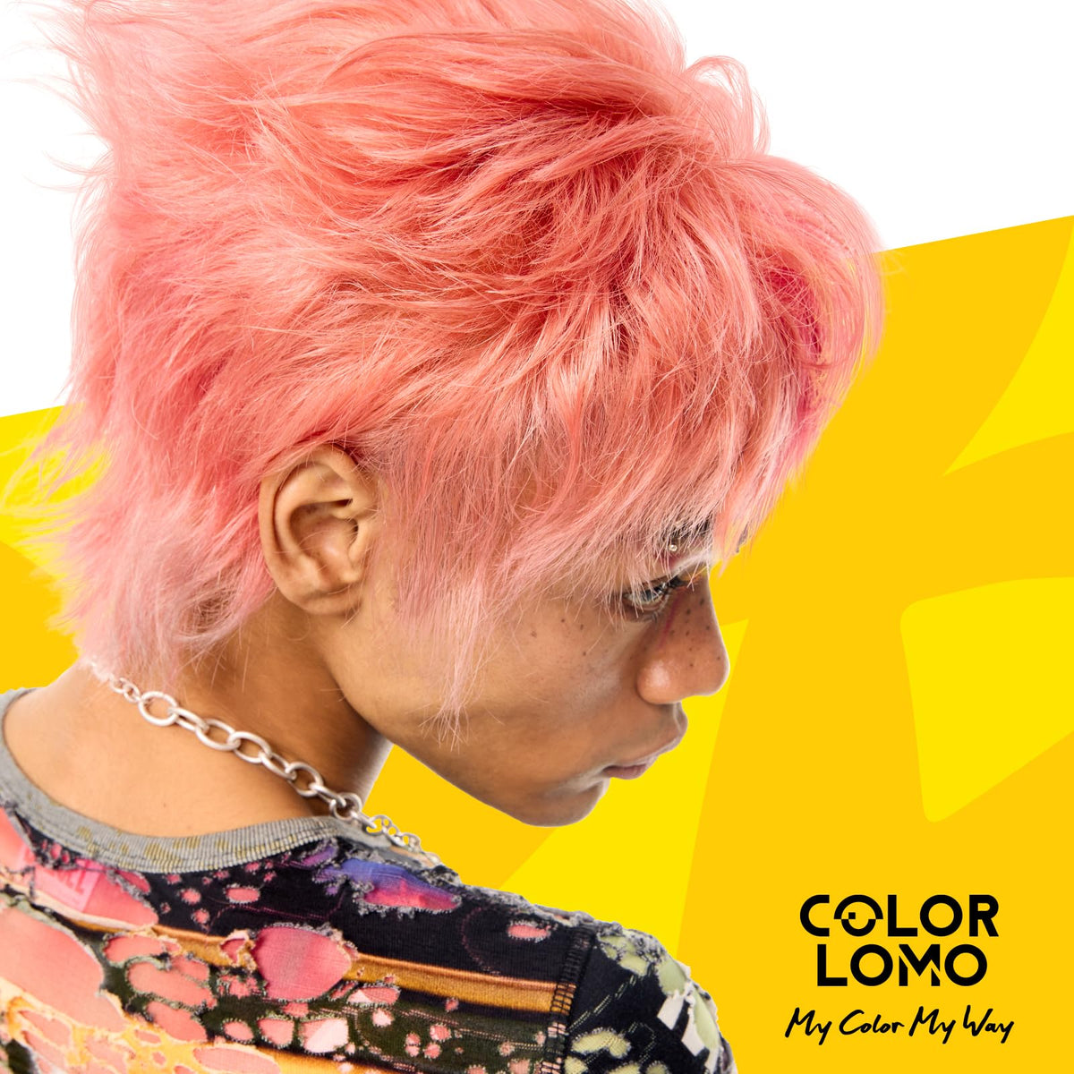 COLORLOMO before and after on bleached hair showing refreshed pink tone