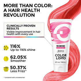 COLORLOMO result on dry hair showing pastel pink tone and smooth finish