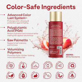 ColorProof label close-up highlighting ingredients and color-safe claims for buyer trust