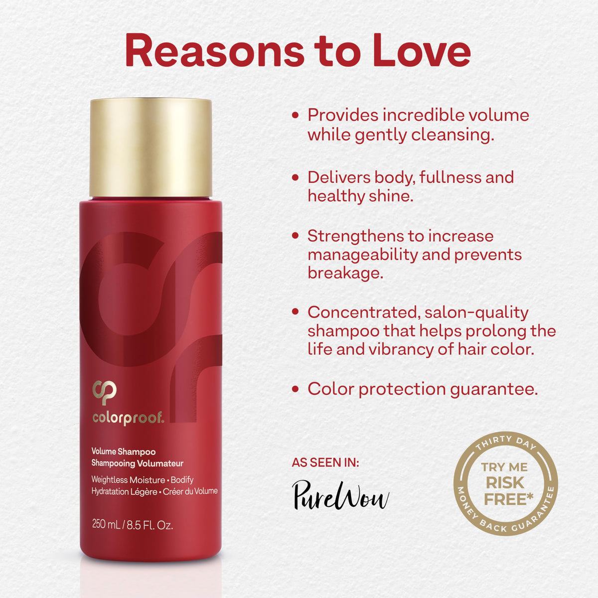 ColorProof creamy foam texture on hair illustrating lightweight lather and gentle cleansing