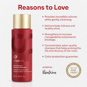 ColorProof creamy foam texture on hair illustrating lightweight lather and gentle cleansing