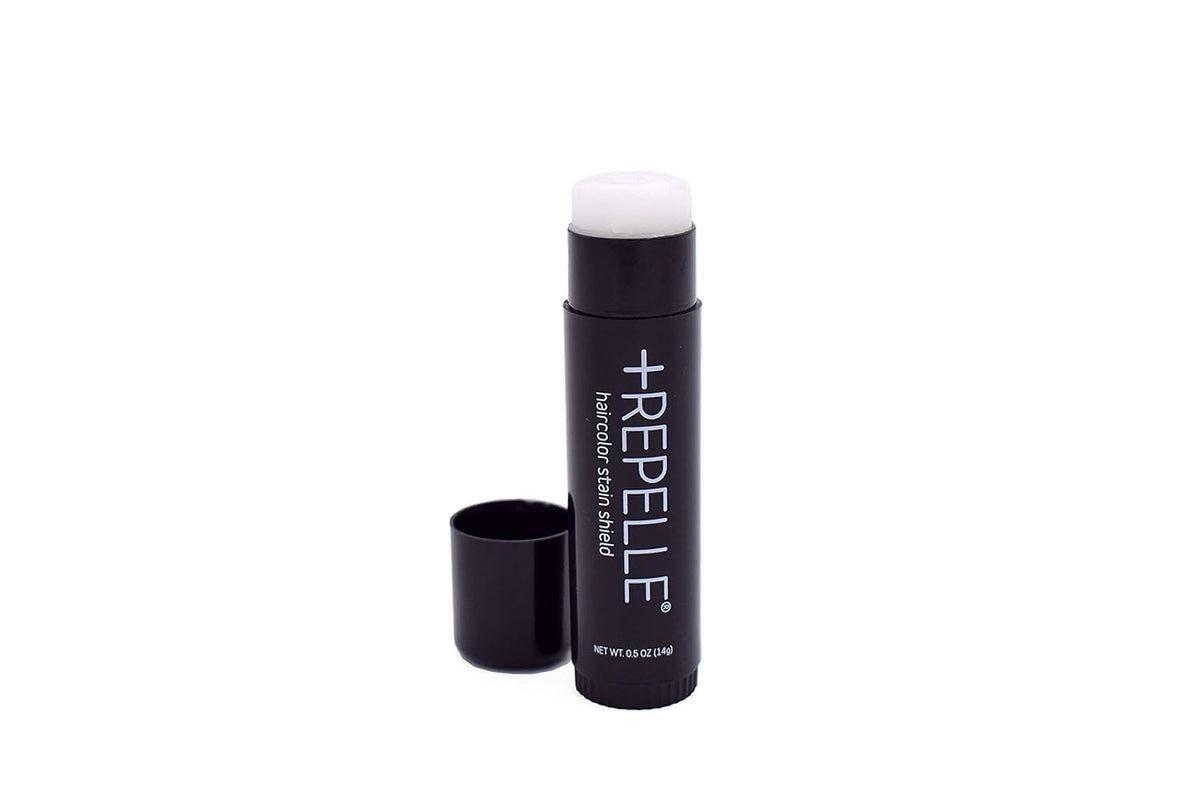 Colortrak Repelle front packaging showing mini stick and label, protects skin from stains