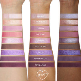 ColourPop duo chrome swatch demonstrating color shift pinky-violet sparkle for dimensional lids