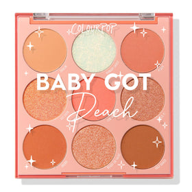ColourPop Baby Got Peach front palette showing nine warm shades for versatile looks