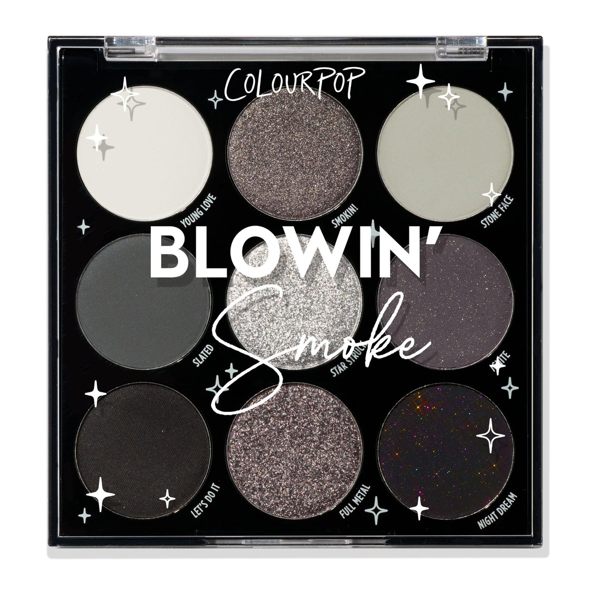 ColourPop palette front view showing nine grey and silver shades for versatile looks