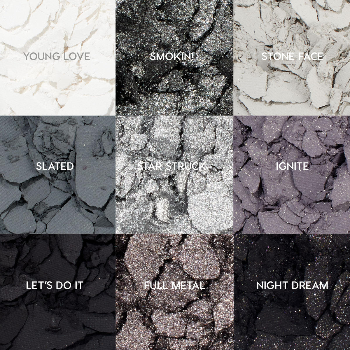Matte swatches from ColourPop showing blendable greys for seamless transitions