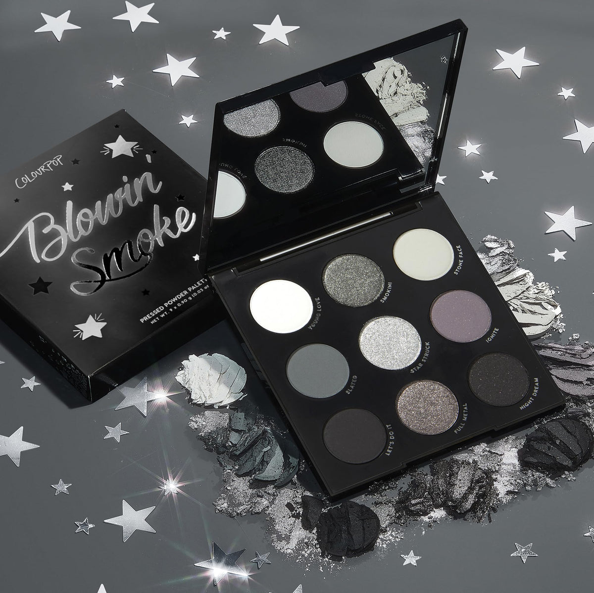 Palette held in hand for scale showing ColourPop compact size, ideal for travel