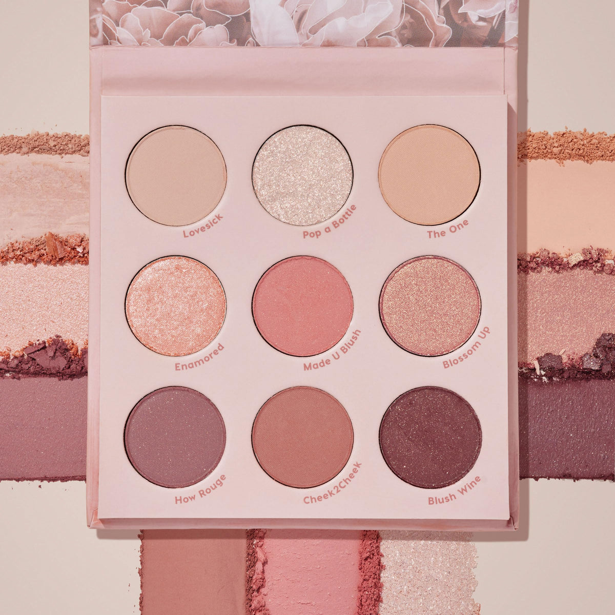 ColourPop open palette displaying all six brown gold and pink shades for mix-and-match looks