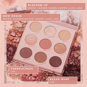 ColourPop close-up of pan textures highlighting matte, metallic, and Super Shock finishes