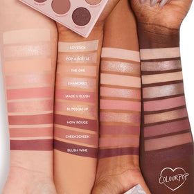 ColourPop swatches on arm demonstrating true pigment payoff and blendable finish
