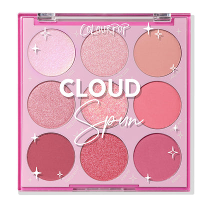 ColourPop Cloud Spun front packaging showing palette cover and logo, easy portability benefit