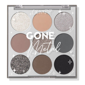 ColourPop Gone Metal front packaging showing palette open and shades, versatile look options