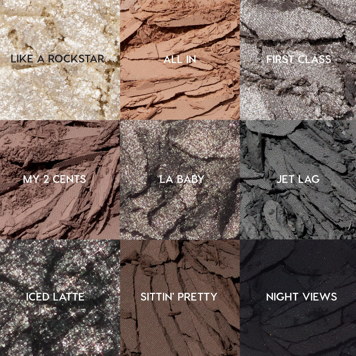 ColourPop Gone Metal swatch row on skin displaying true color payoff and finish variety