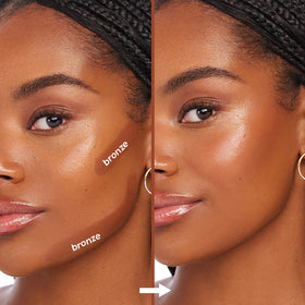 ColourPop applying bronzer on cheek demonstrating natural contouring benefit