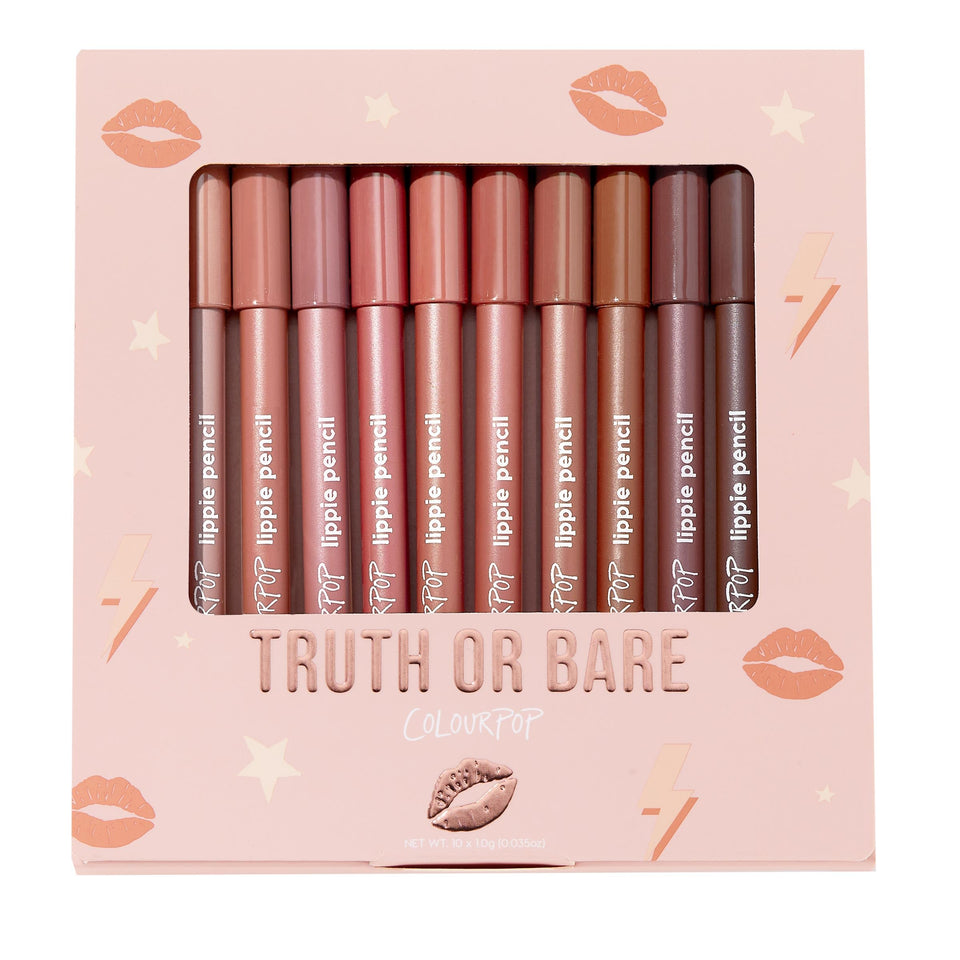 ColourPop Lippie Pencil Vault front packaging shows full set and branding, easy selection benefit