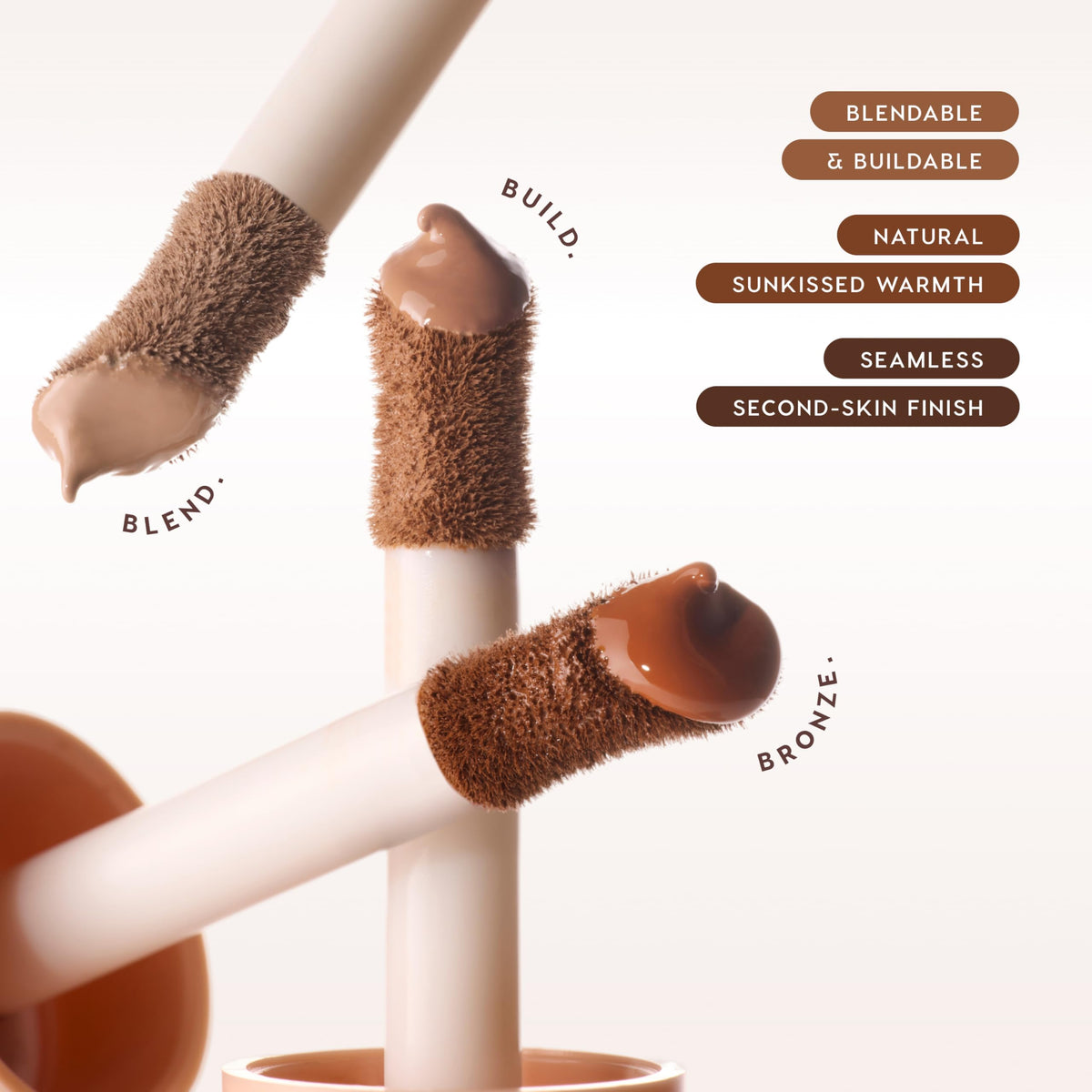 ColourPop liquid bronzer on application spoon showing pigment payoff benefit: controlled dispensing