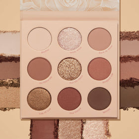 ColourPop nude mood open flat lay displaying nine brown and copper shades
