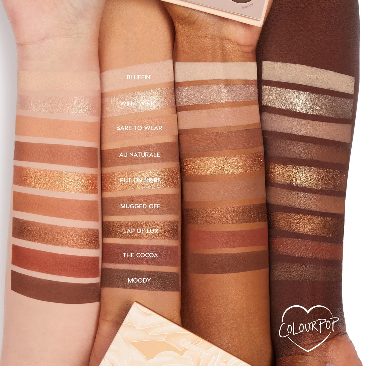 ColourPop metallic shade texture close-up showing intense shimmer payoff